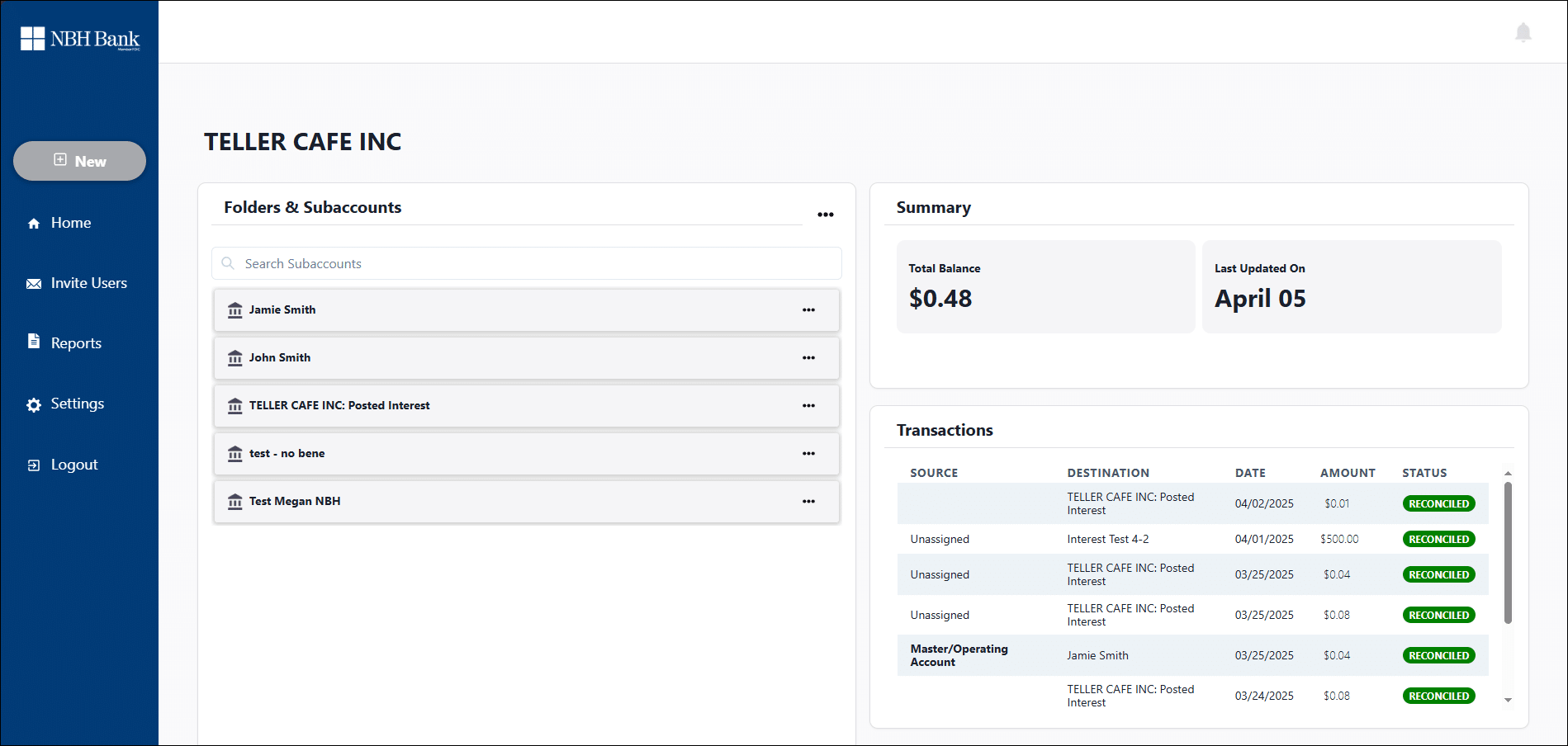 NBH Escrow Solutions Dashboard NBH Escrow Solutions Dashboard
